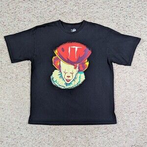 Pennywise IT T-Shirt Clown Red Balloon Mens XL Black Horror Movie Tee 2017